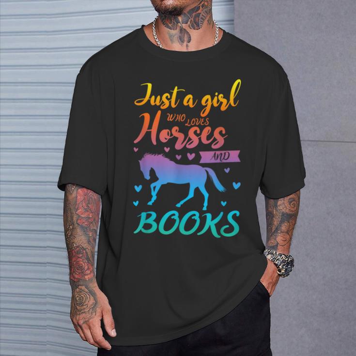 Just a Girl Who Loves Horses And Books Book Lover T-Shirt Gifts for Him