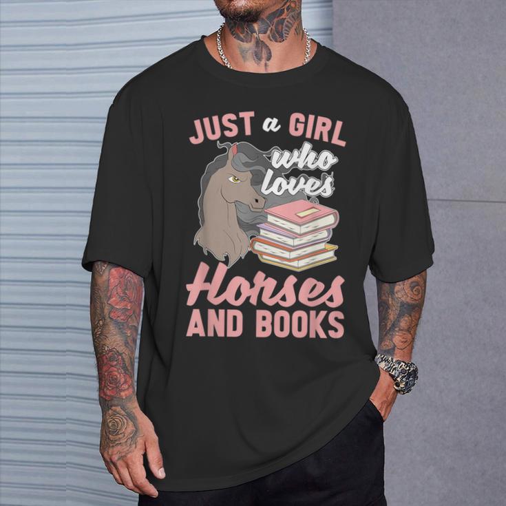 Just A Girl Who Loves Horses And Books Reading Animal Horse T-Shirt Gifts for Him Just A Girl Who Loves Horses And Books Reading Animal Horse T-Shirt Gifts for Him