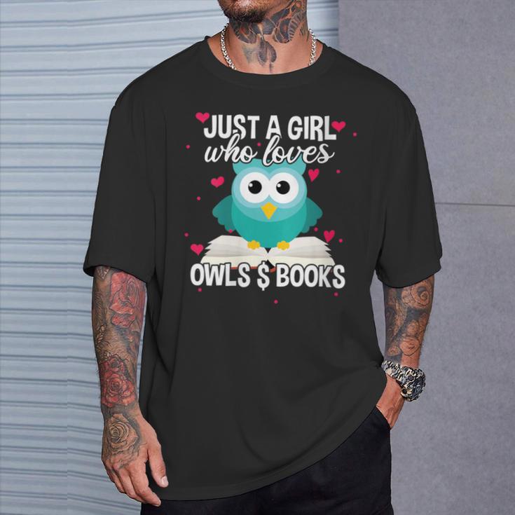 Just A Girl Who Loves Owls And Books Cute Bookworm T-Shirt Gifts for Him