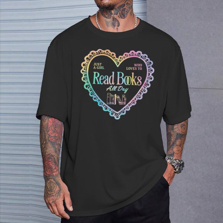 Just A Girl Who Loves To Read Books All Day T-Shirt Gifts for Him