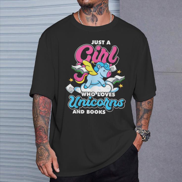 Just A Girl Who Loves Unicorns And Books Animal Reading T-Shirt Gifts for Him