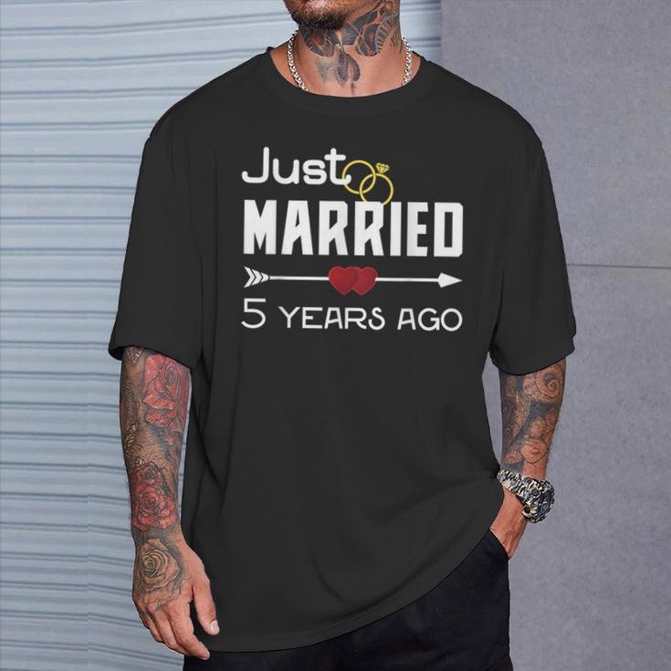Just Married 5年前シャツ 結婚5周年記念 Tシャツ 彼への贈り物