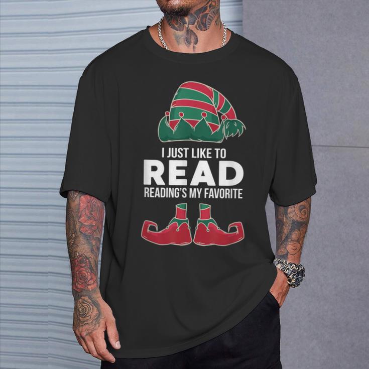 I Just Like To Read Reading's My Favorite Xmas Book Club Fan T-Shirt Gifts for Him I Just Like To Read Reading's My Favorite Xmas Book Club Fan T-Shirt Gifts for Him