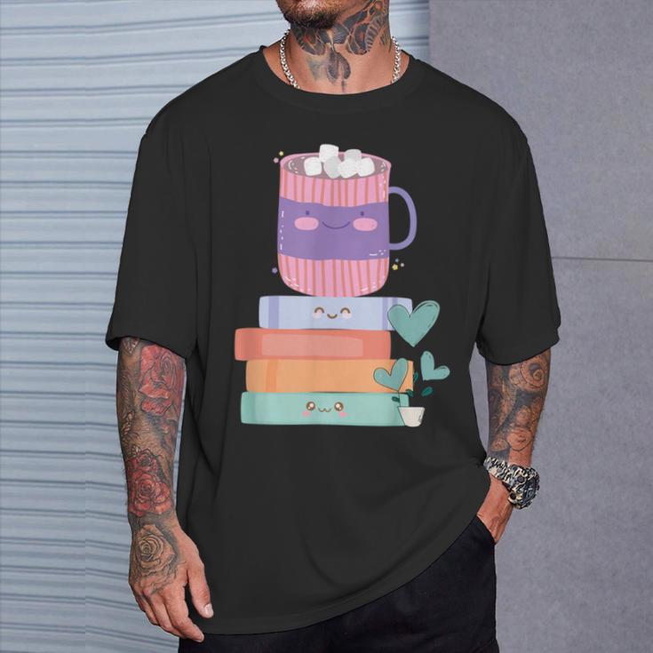 Kawaii Pastel Goth Cute Hot Chocolate Book Lover Anime Art T-Shirt Gifts for Him