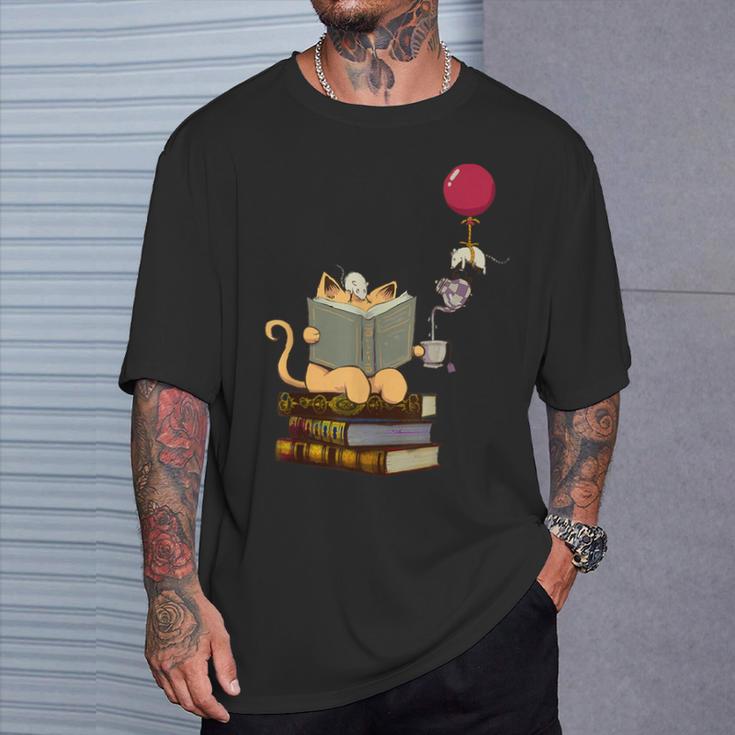 Kittens Cats Tea Books And Balloon T-Shirt Gifts for Him