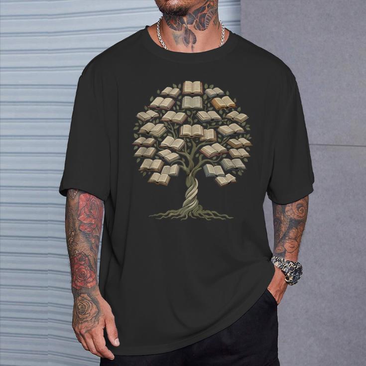 Knowledge Growth Tree Bibliophile Book Lover Library Art T-Shirt Gifts for Him Knowledge Growth Tree Bibliophile Book Lover Library Art T-Shirt Gifts for Him