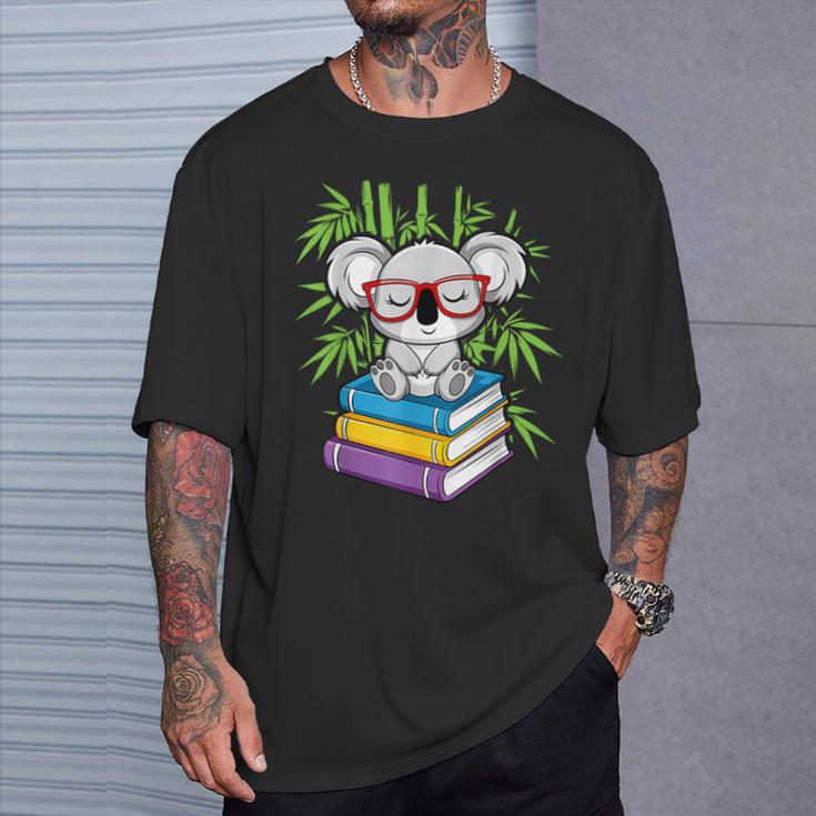 Koala Bear Librarian Reading Books Koala T-Shirt Gifts for Him