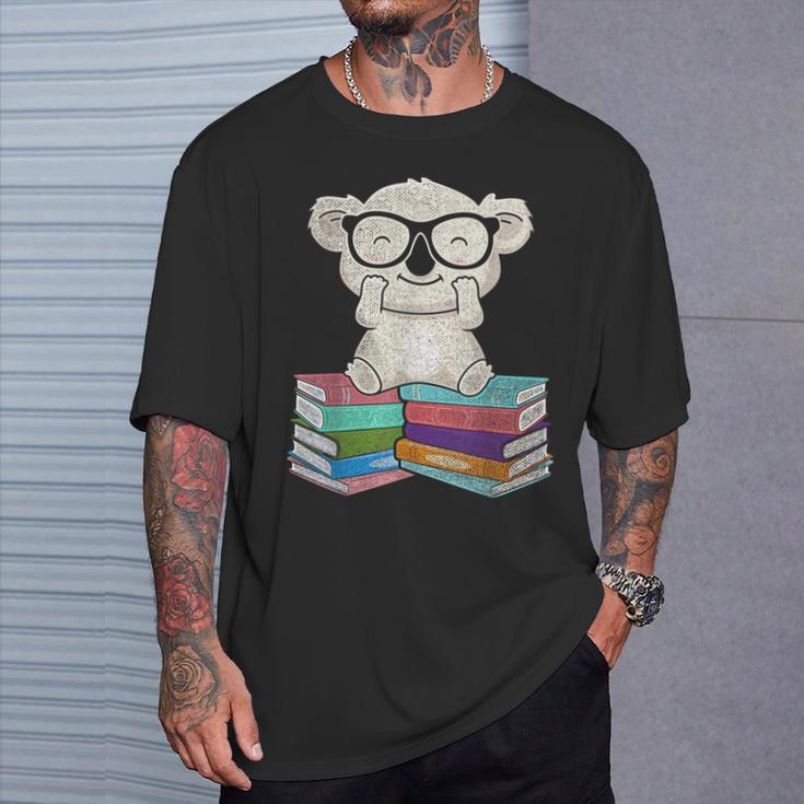 Koala Bear Reading Books Koala T-Shirt Gifts for Him Koala Bear Reading Books Koala T-Shirt Gifts for Him