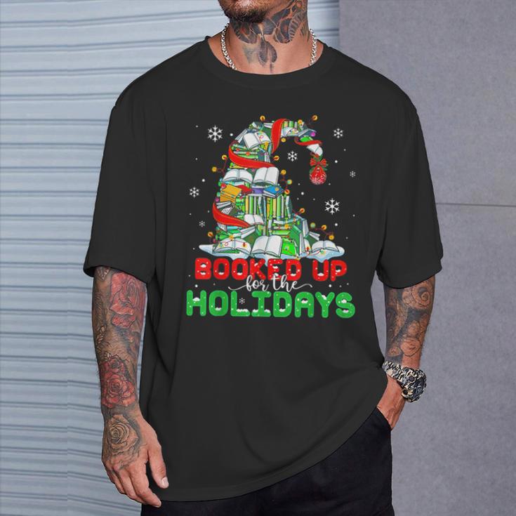 Librarian Booked Up For The Holidays Books Christmas Tree T-Shirt Gifts for Him