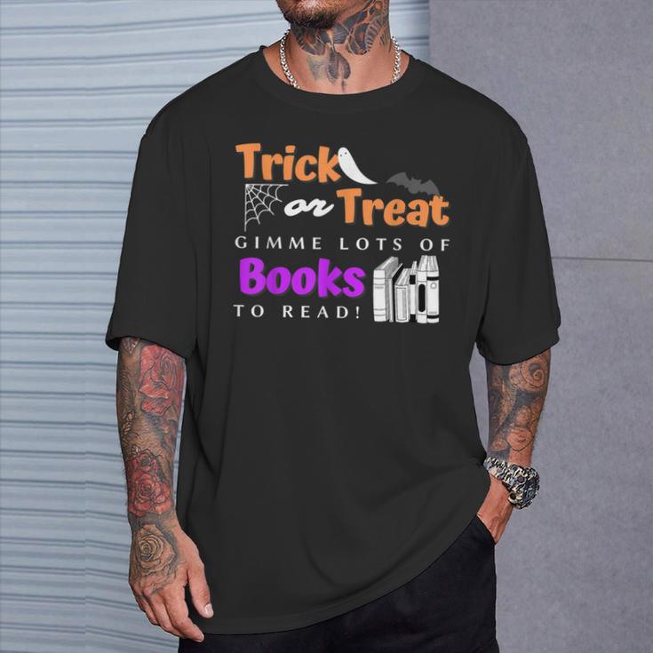 Librarian Halloween Trick Or Treat Bat & Books T-Shirt Gifts for Him Librarian Halloween Trick Or Treat Bat & Books T-Shirt Gifts for Him