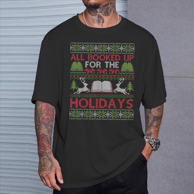 Librarian Ugly Christmas Shirt Book Lover Ugly Xmas Sweater T-Shirt Gifts for Him