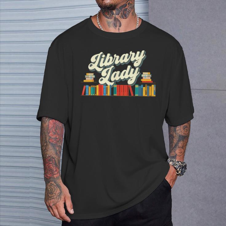 Library Lady School Librarian Cataloger Books Book Lover T-Shirt Gifts for Him