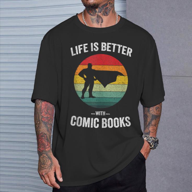 Life Is Better With Comic Books Vintage Comics Book T-Shirt Gifts for Him