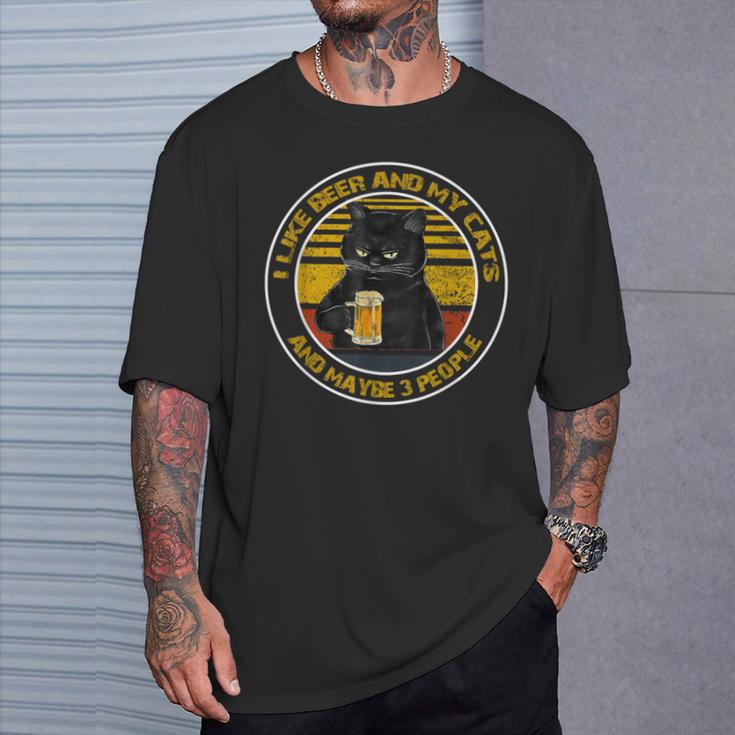 I Like Beer My Cat And Maybe 3人用 デイキャット Tシャツ 彼への贈り物