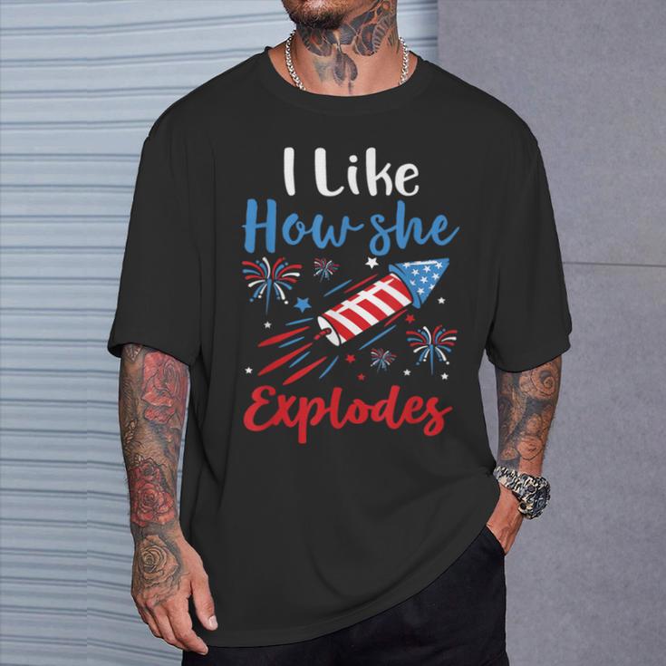 I Likehe Explodes Fireworks 4Th Of July カップル Tシャツ 彼への贈り物