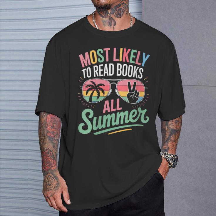 Most Likely To Read Books All Summer Break Beach Readers T-Shirt Gifts for Him Most Likely To Read Books All Summer Break Beach Readers T-Shirt Gifts for Him