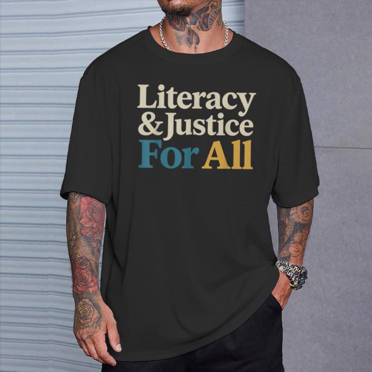 Literacy Justice For All Stop Book Banning Protect Librarian T-Shirt Gifts for Him
