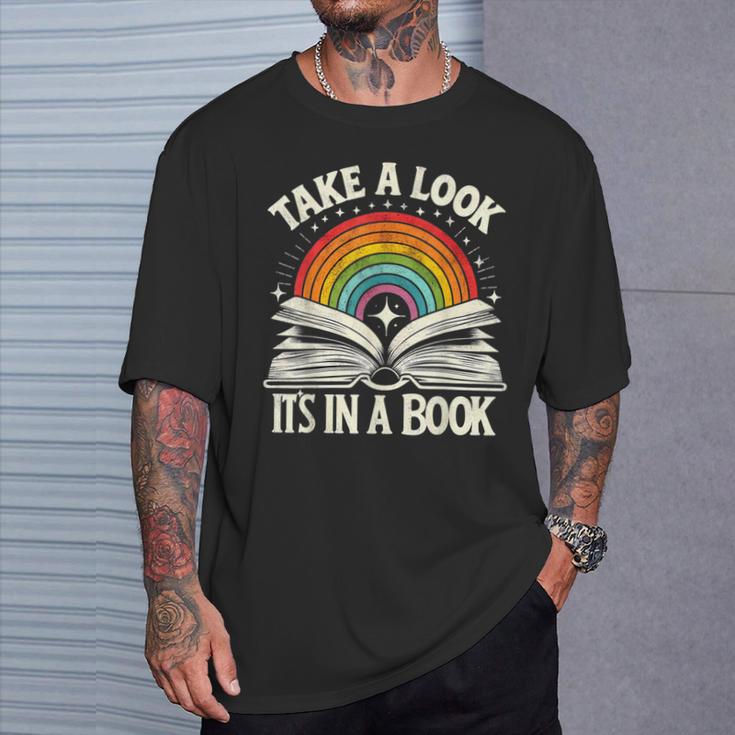Take A Look A Book Vintage Reading Librarian Rainbow T-Shirt Gifts for Him Take A Look A Book Vintage Reading Librarian Rainbow T-Shirt Gifts for Him