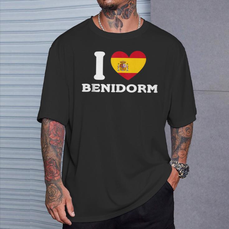 I Love Benidorm Bandera De Corazón De España In Mangas Camiseta unisex Regalos para él