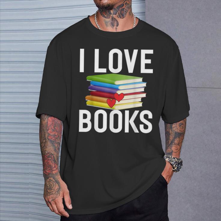 I Love Books Librarian T-Shirt Gifts for Him