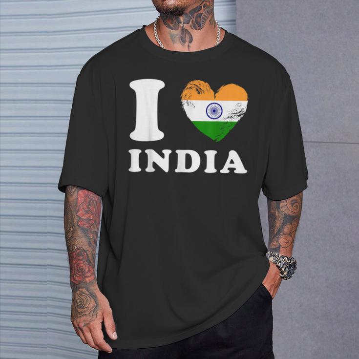 I Love India ハートフラッグインド Tシャツ 彼への贈り物