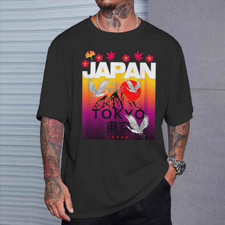 I Love Japan Culture Cool Japanunset Red-Crowned Crane Tシャツ 彼への贈り物