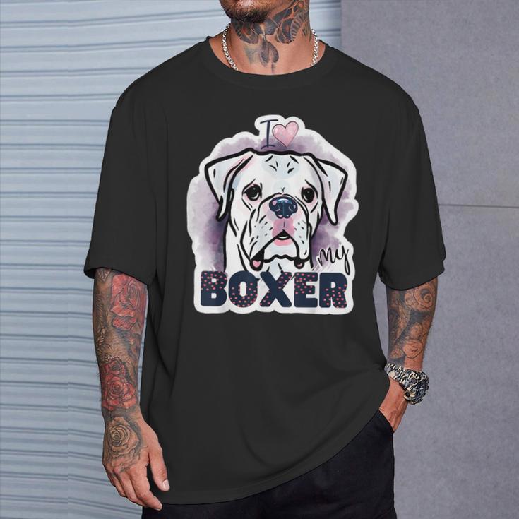 I Love My Boxer Dog Mom Dad Kawaii Dog Doodles ボクサー 犬 Tシャツ 彼への贈り物