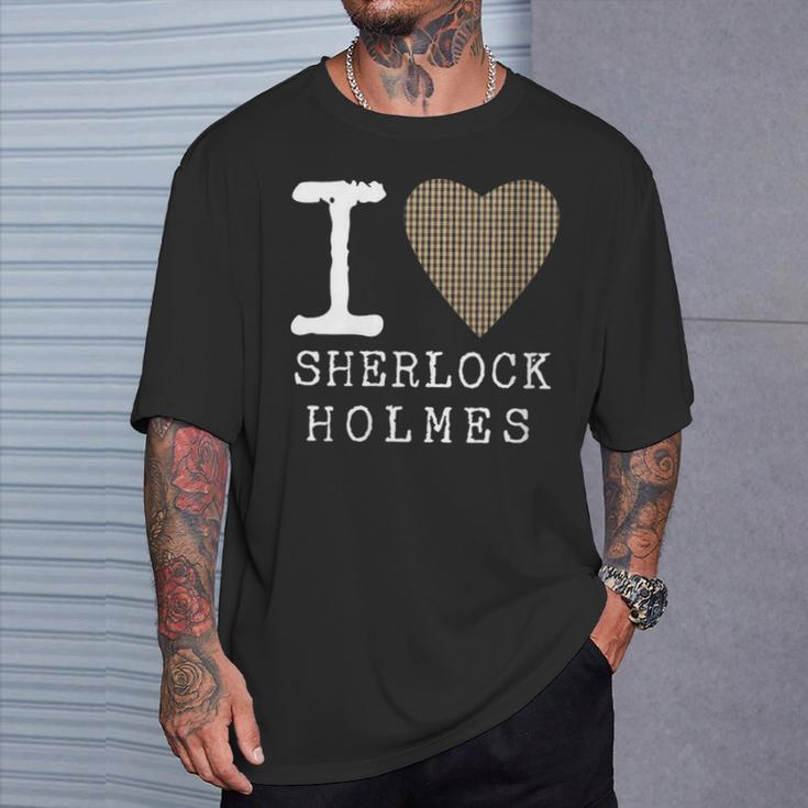 I Love Sherlock Holmes Mystery Books Novelty T-Shirt Gifts for Him