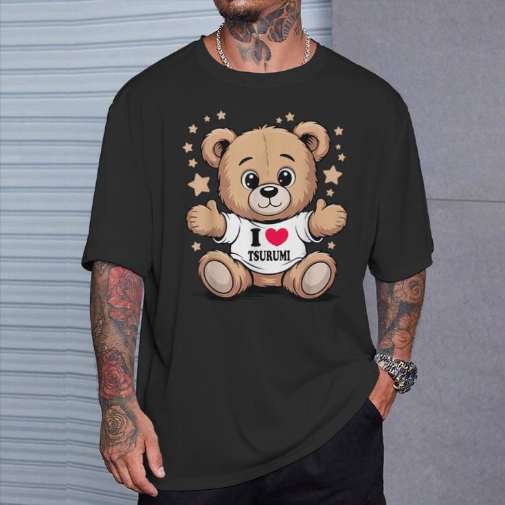 I Love Tsurumi Teddy Bear 鶴見テディベアが大好き Tシャツ 彼への贈り物