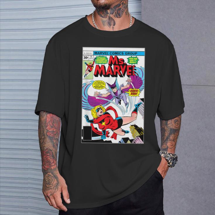 Marvel X-Men Ms Marvel Vs Death-Bird Comic Book Cover T-Shirt Gifts for Him