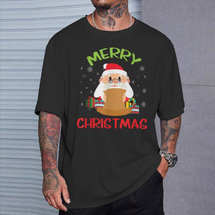 Merry Christmas Book Reading Santa Claus Xmas Book Reader T-Shirt Gifts for Him