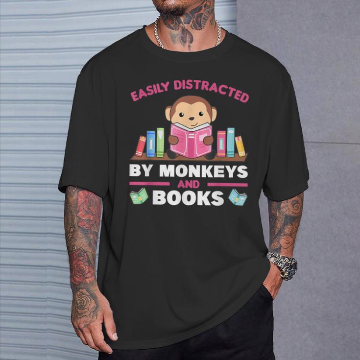 Monkeys And Books Saying With Book And Monkey T-Shirt Gifts for Him