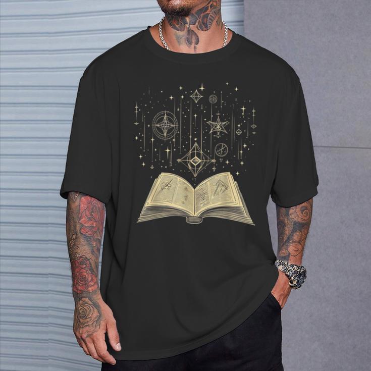 Mystic Astral Lunar Celestial Witch Spell Book T-Shirt Gifts for Him