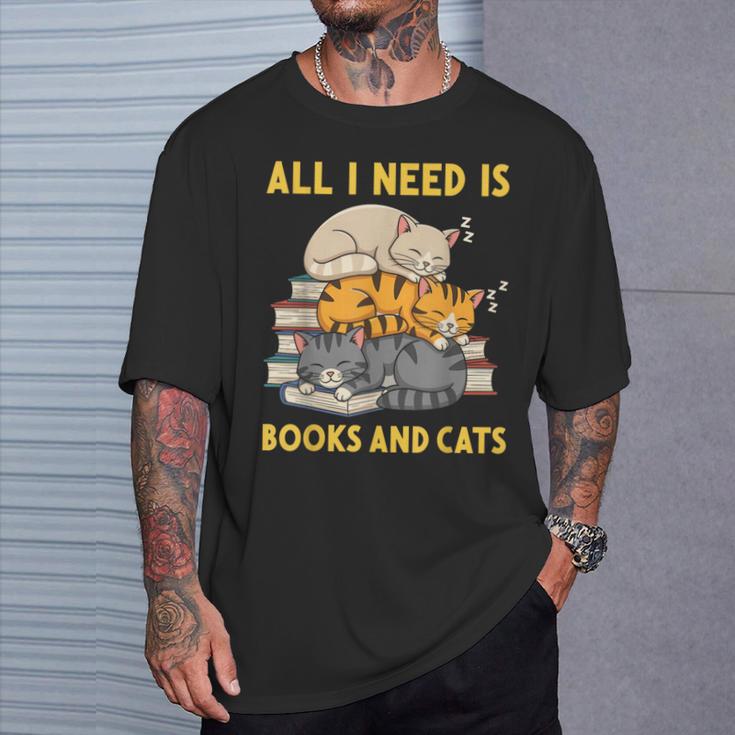 All I Need Is Books And Cats T-Shirt Gifts for Him