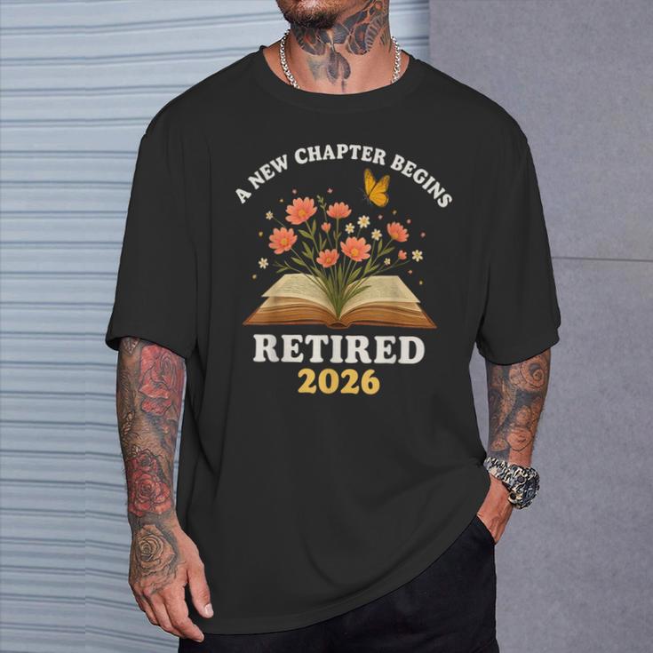 A New Chapter Begins Retired 2026 Floral Book Butterfly Tee T-Shirt Gifts for Him