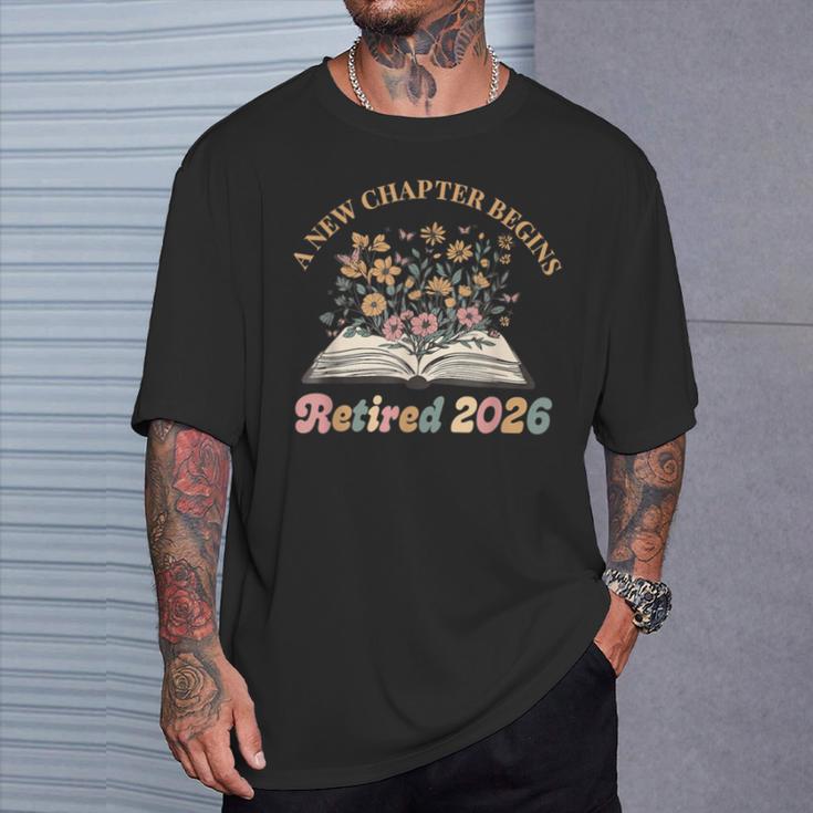 A New Chapter Begins Retirement Floral Book Retired 2026 T-Shirt Gifts for Him