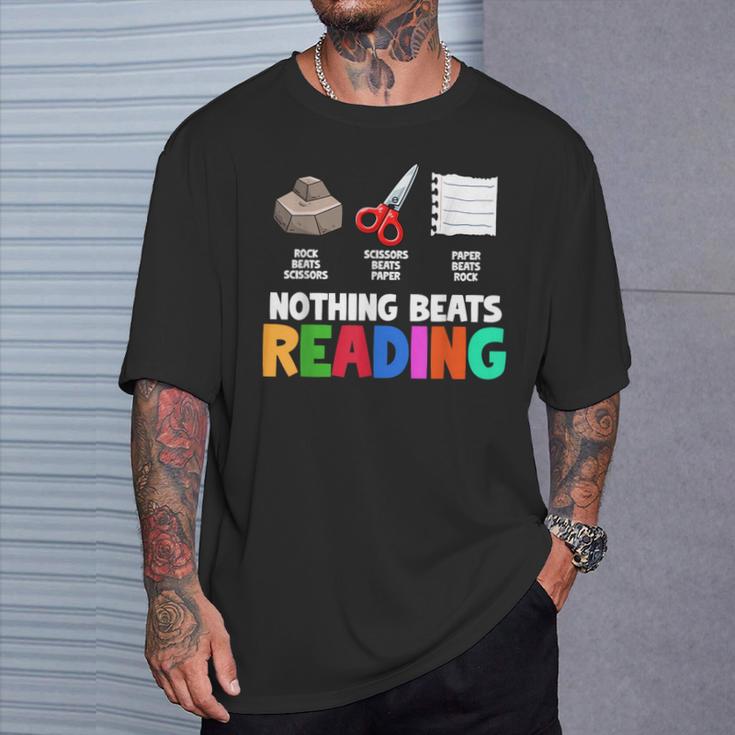 Nothing Beats Reading Rock Paper Scissors For Book Lover T-Shirt Gifts for Him
