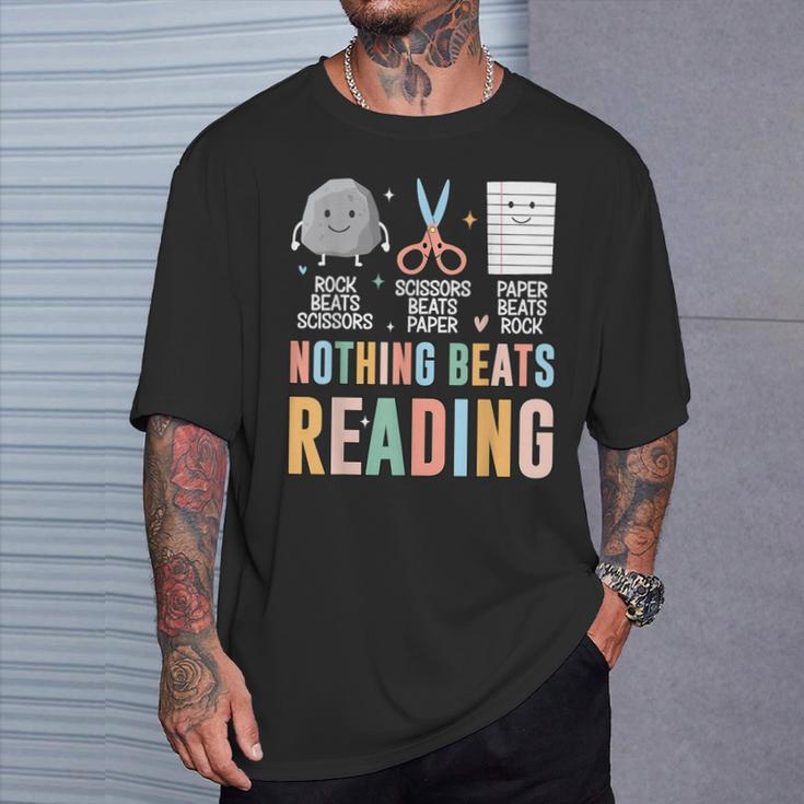Nothing Beats Reading Rock Paper Scissors Books Lover T-Shirt Gifts for Him