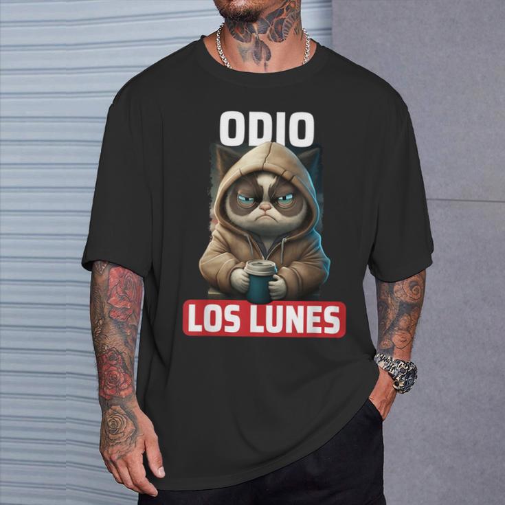 Odio Los Lunes Dicho Divertido Con Gato Y Café Frases Camiseta unisex Regalos para él