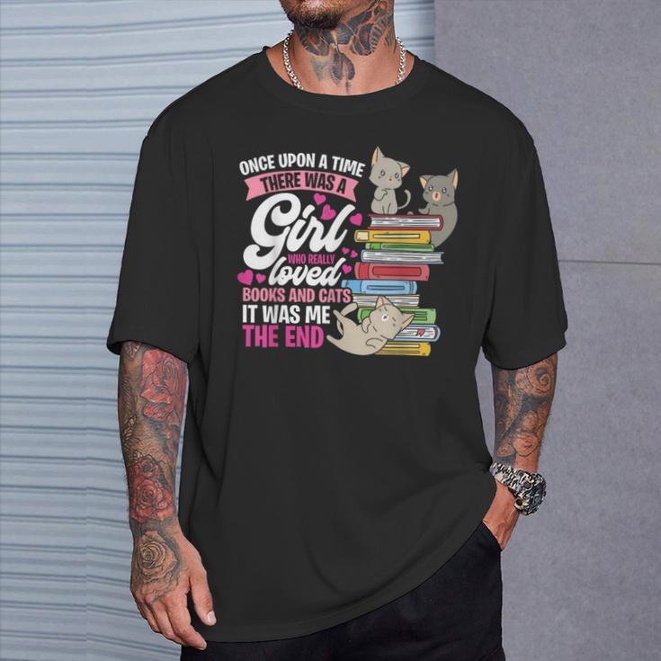 Once Upon A Time There Was A Girl Who Loved Books And Cats T-Shirt Gifts for Him