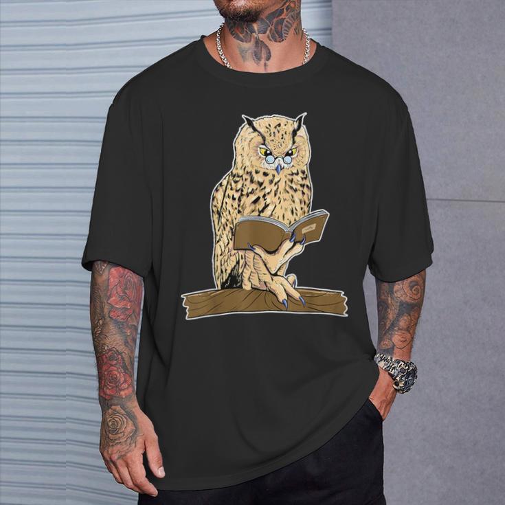 Owl Reading With Eye Glasses Book Student Teacher Bookworm For Men Women Kids T-Shirt Gifts for Him Owl Reading With Eye Glasses Book Student Teacher Bookworm For Men Women Kids T-Shirt Gifts for Him