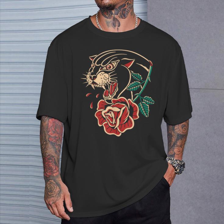 Panther Rose アメリカントラディショナルタトゥーインク オールドスクール Tシャツ 彼への贈り物