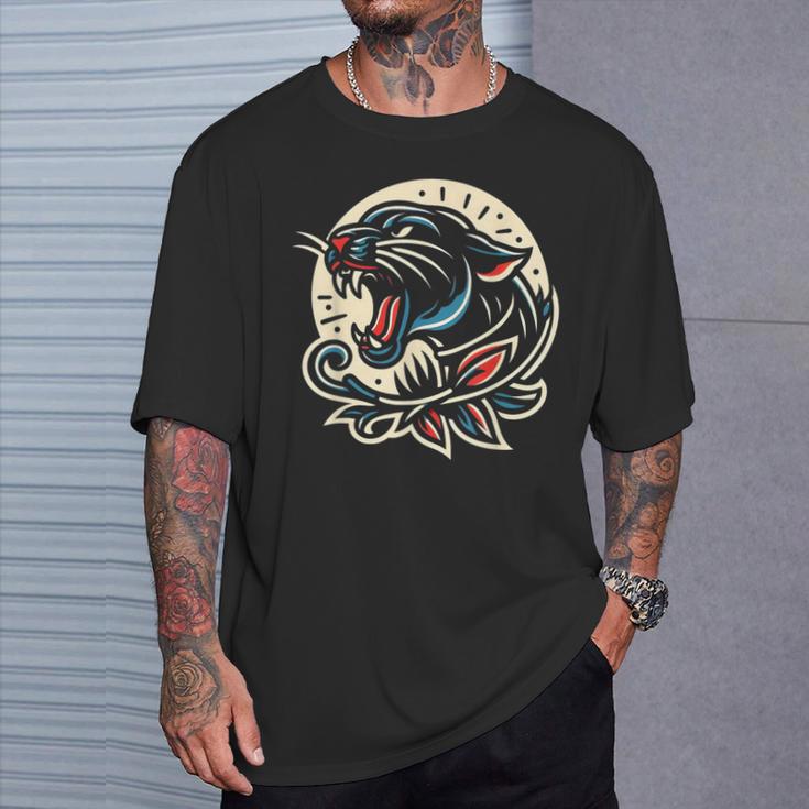 Panther トラディショナル タトゥー アーティスト インク入り タトゥー入り Tシャツ 彼への贈り物