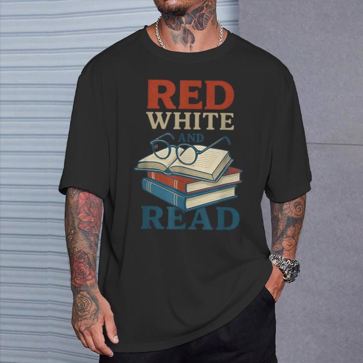 Patriotic Red & Read 4th Of July Book Lover Librarian T-Shirt Gifts for Him Patriotic Red & Read 4th Of July Book Lover Librarian T-Shirt Gifts for Him
