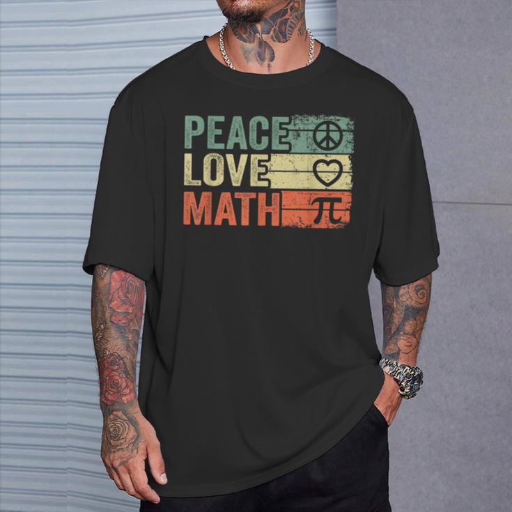 Paz Amor Matemáticasintage Matemáticas Nerd Retro Divertido Matemáticas Profesor Camiseta unisex Regalos para él