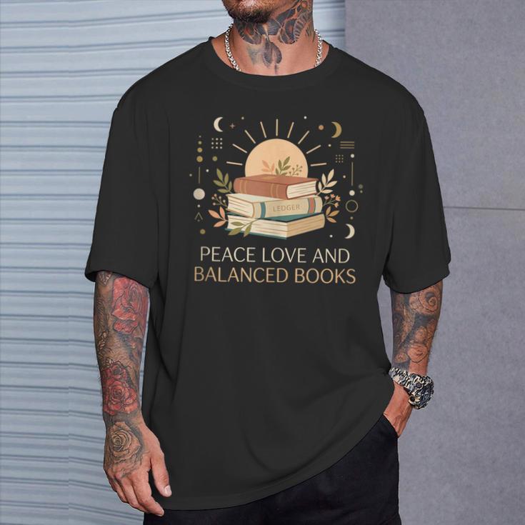 Peace Love And Balanced Books Tax Auditor Accountant T-Shirt Gifts for Him