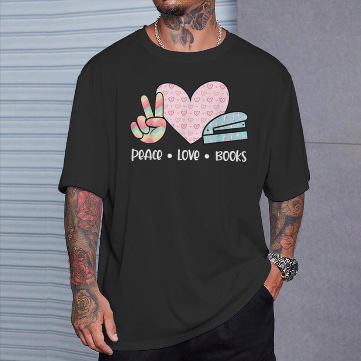 Peace Love Books Reading T-Shirt Gifts for Him Peace Love Books Reading T-Shirt Gifts for Him