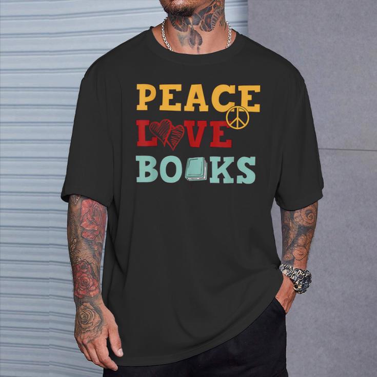 Peace Love Books s For Book Lovers T-Shirt Gifts for Him