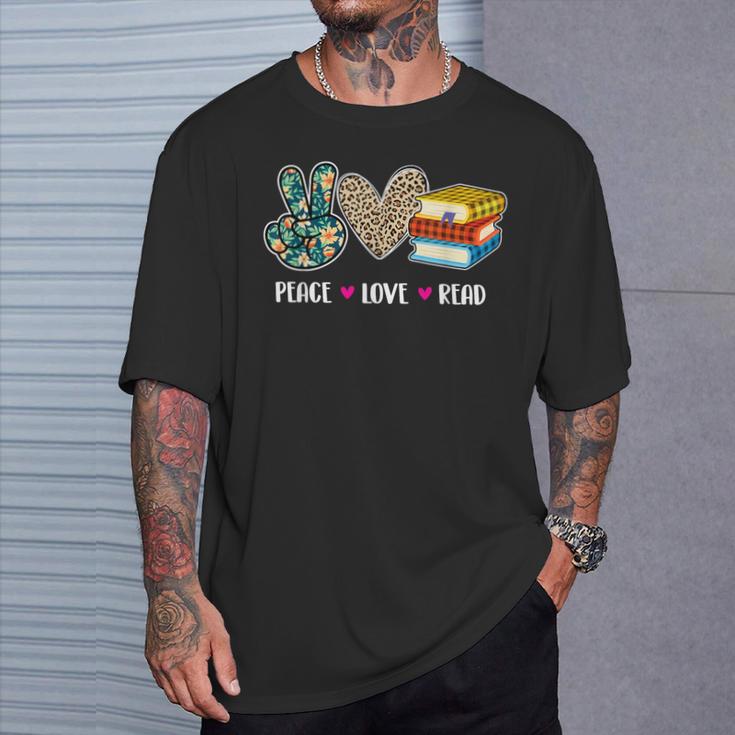 Peace Love Read Book Lover Reading Bookworm Reader T-Shirt Gifts for Him