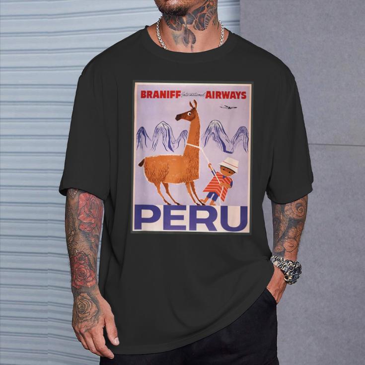 Peru レトロ ヴィンテージ 航空会社 トラベルポスター Tシャツ 彼への贈り物